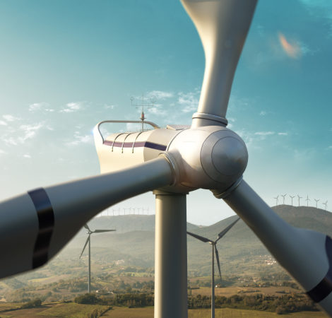 Close up view of windmill